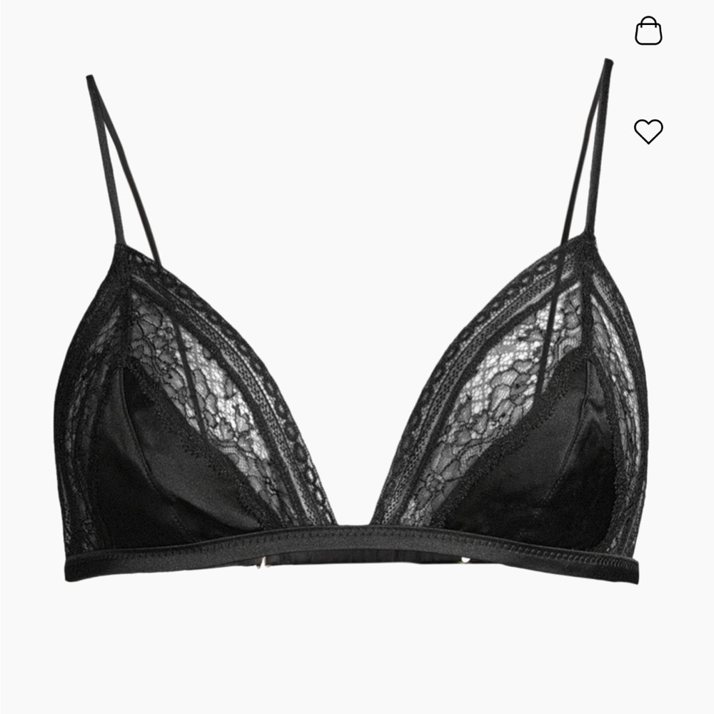 NWT Lace trim metallic silk Triangle Bralette
